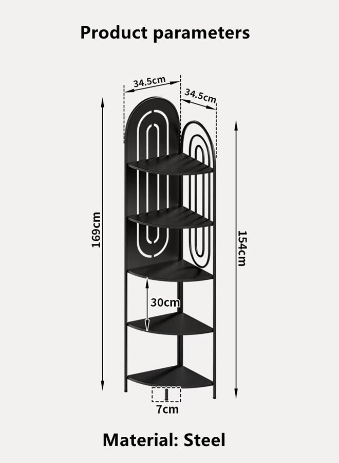 Kutis 5-Tier  Metal Storage Rack Corner Shelving  Display Stand Storage Shelves  For Living Room Bedroom Steel 34.5x34.5x169cm - Image 5